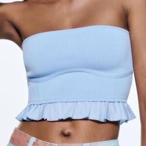 Light Blue Ruffled Tube Top